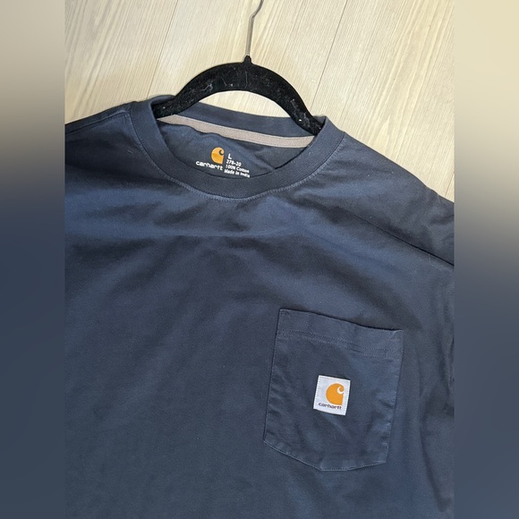 Carhartt  Heavyweight Short Sleeve Pocket Shop T Shirt Blue Size L Loose Fit - Picture 5 of 9
